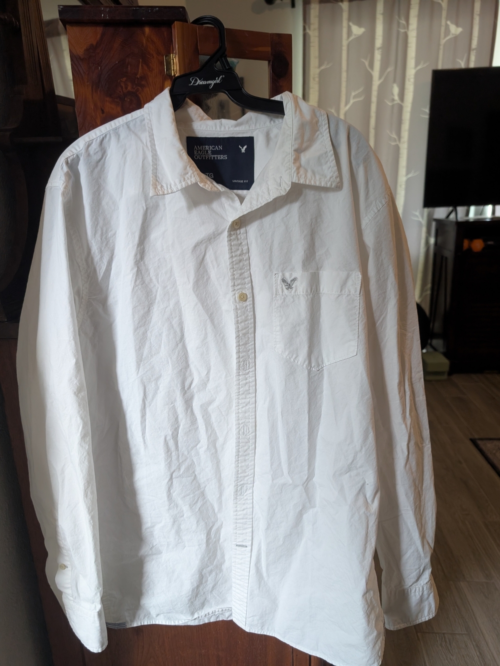 American Eagle Outfitters Men’s White Long-Sleeve Button Shirt